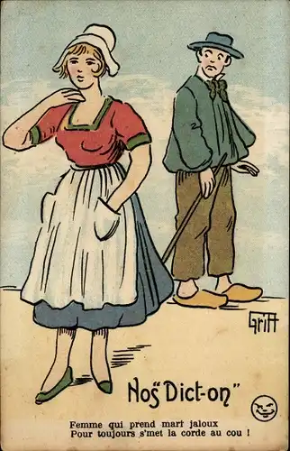 Künstler Ak Griff, Nos Dict-on, Woman who take mart eifersüchtig...
