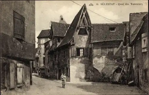 Ak Sélestat Schlettstadt Elsass Bas Rhin, Quai des Tanneurs