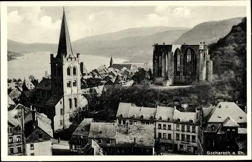 Ak Bacharach am Rhein, Panorama, Kirche, Wernerkapelle
