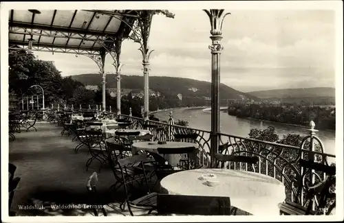 Ak Waldshut Tiengen am Hochrhein, Waldschloss Restaurant,  Terrasse