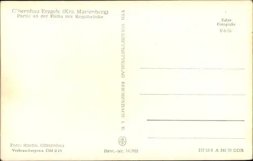 Ak Olbernhau im Erzgebirge Sachsen, Flöha, Kegelbrücke