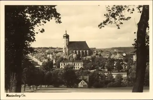 Ak Marienberg im Erzgebirge Sachsen, Gesamtansicht, Kirche