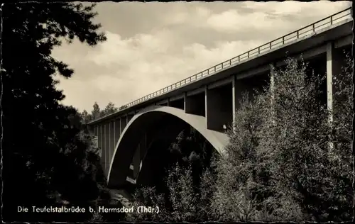 Ak Hermsdorf in Thüringen, Teufelstalbrücke