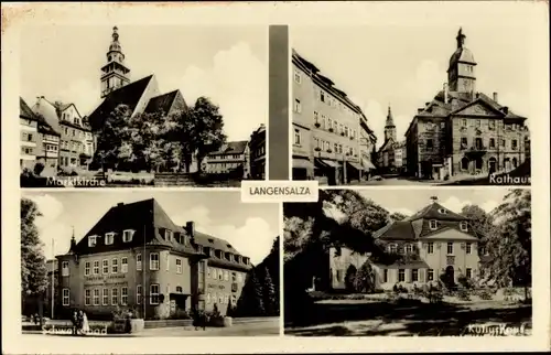 Ak Bad Langensalza in Thüringen, Rathaus, Marktkirche, Schwefelbad, Kulturhaus