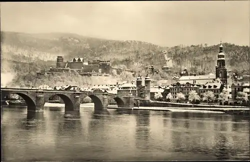 Ak Heidelberg am Neckar, Schloss, Brücke, Winter