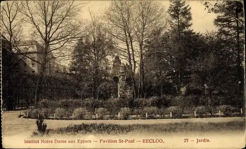 Ak Eecloo Eeklo Ostflandern, Institut Notre Dame aux Epines, Pavillon St Paul, Garten