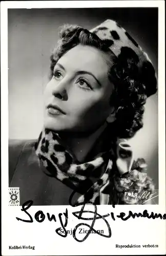 Ak Schauspielerin Sonja Ziemann, Portrait, Autogramm