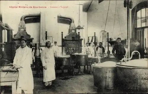 Ak Bourbonne les Bains Haute Marne, Hopital Militaire de Bourbonne, Cuisine a Vapeur