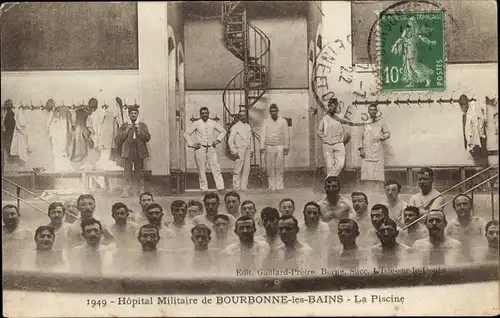 Ak Bourbonne les Bains Haute Marne, Hopital Militaire, La Piscine