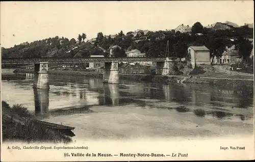 Ak Montcy Notre Dame Ardennen, Maastal, Le Pont, Brücke
