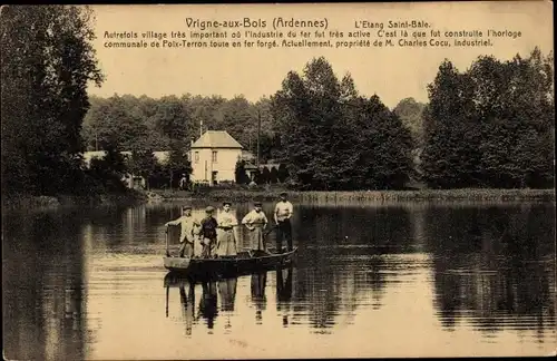 Ak Vrigne im Bois Ardennes, L&#39;Etang Saint Bale, Boot