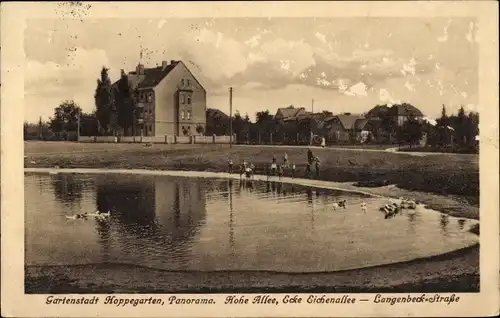 Ak Hoppegarten in Brandenburg, Panorama, Hohe Allee, Ecke Eichenallee