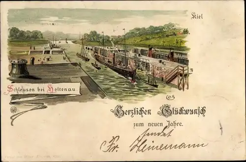 Litho Kiel in Schleswig Holstein, Schleusen bei Holtenau