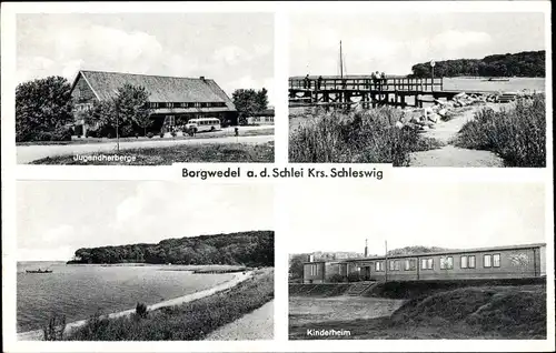 Ak Borgwedel Schleswig Holstein, Jugendherberge, Steg, Kinderheim