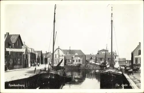 Ak Spakenburg Utrecht Niederlande, alter Hafen, Boote
