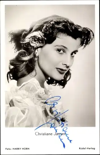 Ak Schauspielerin Christiane Jansen, Portrait, Autogramm