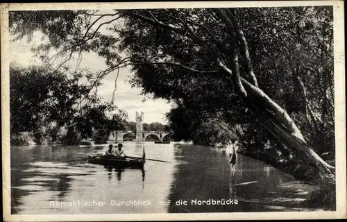 Ak Nedlitz Potsdam, Romantischer Durchblick auf die Nordbrücke