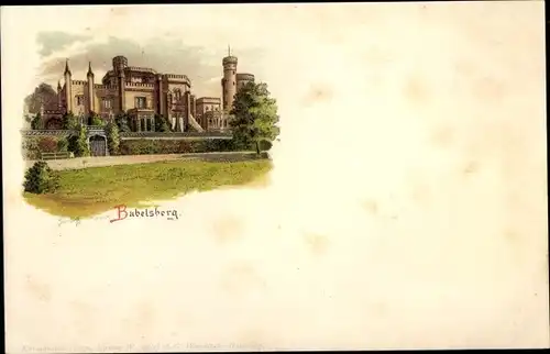 Litho Babelsberg Potsdam in Brandenburg, Blick auf das Schloss Babelsberg