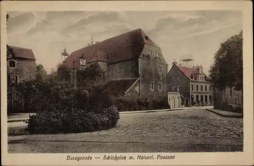 Ak Harzgerode am Harz, Schlossplatz, Kaiserliches Postamt