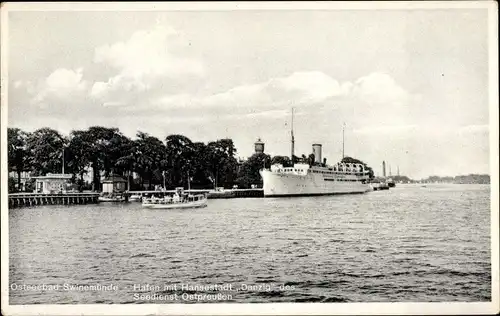 Ak Świnoujście Swinemünde Pommern, Hafen mit Hansestadt Danzig des Seedienst Ostpreußen