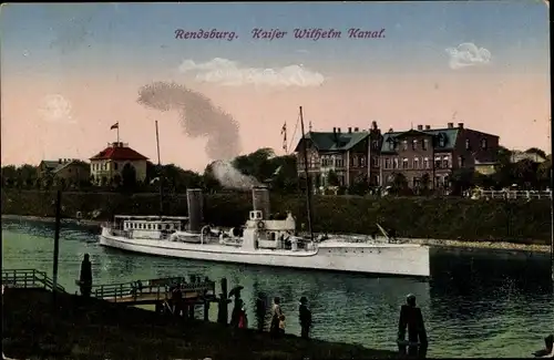 Ak Rendsburg in Schleswig Holstein, Kaiser-Wilhelm-Kanal, Dampfer