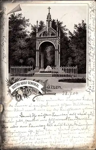 Litho Lützen im Burgenlandkreis, Ansicht vom Gustav Adolf Denkmal