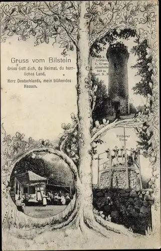Ak Großalmerode im Werra Meißner Kreis, Bilstein, Aussichtsturm, Schutzhütte