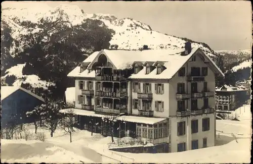 Ak Wengen Kanton Bern, Hotel Brunner, Winter