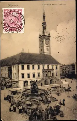 Ak Olomouc Olmütz Stadt, Platz, Rathaus