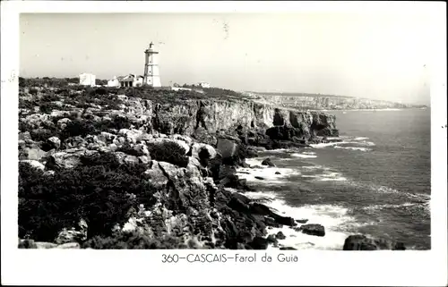 Ak Cascaes Cascais Portugal, Blick zum Leuchtturm, Farol da Guai