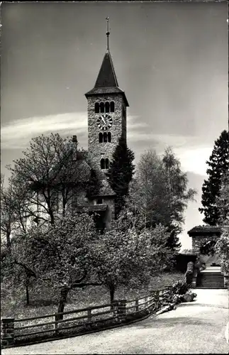 Ak Brienz Kanton Bern, Romanischer Kirchturm