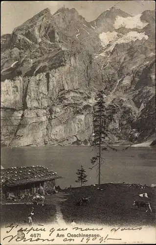 Ak Kanton Bern Schweiz, Partie am Oeschinensee