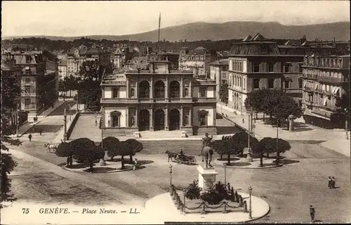 Ak Genf Genf Schweiz, Place Neuve, Denkmal