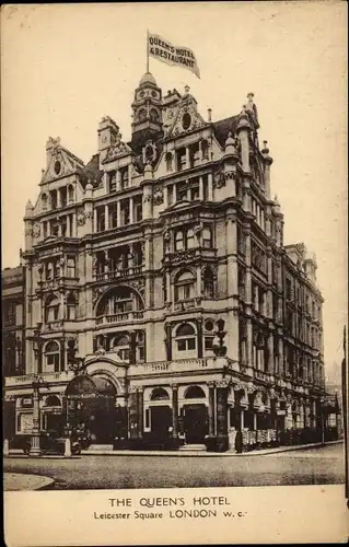 Ak London City England, Leicester Square, The Queen's Hotel