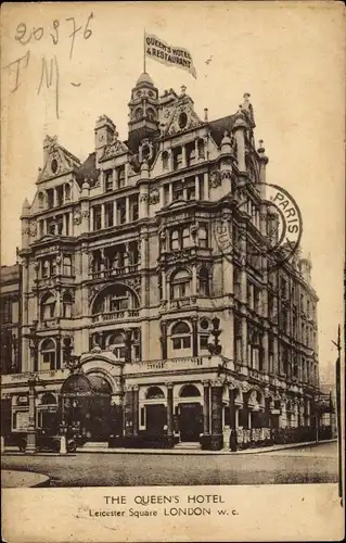 Ak London City England, Leicester Square, The Queen's Hotel