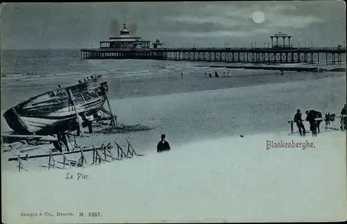 Mondschein Ak Blankenberghe Blankenberge Westflandern, Le Pier