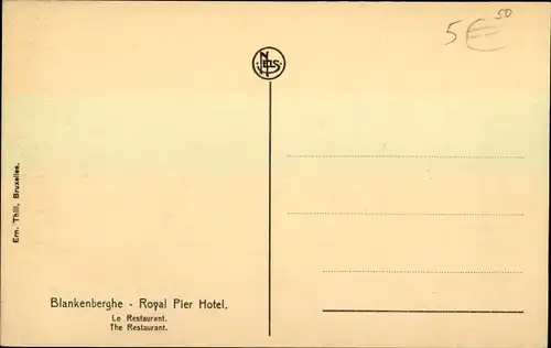Ak Blankenberghe Blankenberge Westflandern, Royal Pier Hotel, The Restaurant