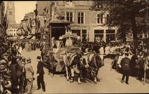 Ak Brügge Brügge Flandern Westflandern, Prozession des Heiligen Blutes, Wagen der Kinderkrippe