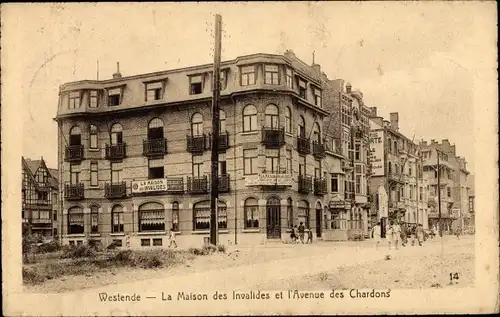 Ak Westende Westflandern, Das Haus des Invalidendoms und die Avenue des Thistles