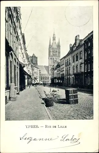 Ak Ypern Ypern Westflandern, Rue de Lille