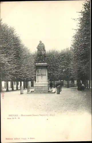 Ak Brügge Brügge Flandern Westflandern, Denkmal Simon Stevin