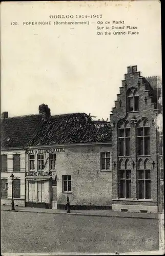 Ak Poperinghe Poperinge Westflandern, Giebelhaus am Marktplatz