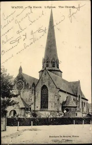 Ak Watou Westflandern, De Kerck, L'Eglise, The Church