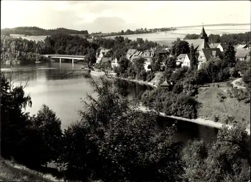 Ak Saalburg in Thüringen, Blick auf den Ort, Brücke