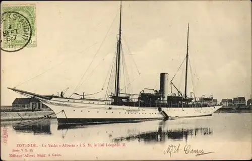 Postkarte Ostende Ostende Westflandern, Die Yacht Alberta an Seine Majestät König Leopold II