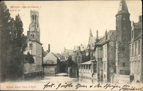 Ak Bruges Brügge Flandern Westflandern, Quai du Rosaire