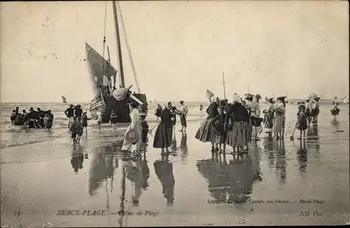 Ak Berck Plage Pas de Calais, Szene du Plage