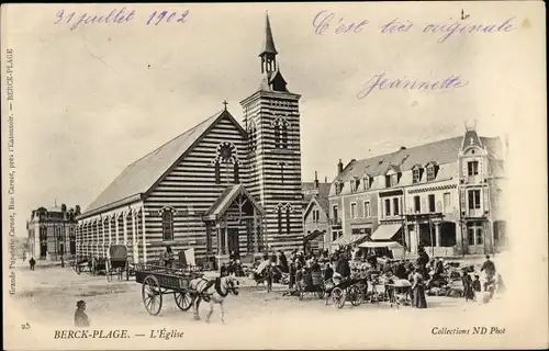 Ak Berck Plage Pas de Calais, die Kirche