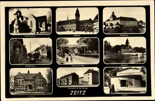 Ak Zeitz im Burgenlandkreis, Rathaus, Bahnhof, Theater, Moritzburg, Michaelskirche