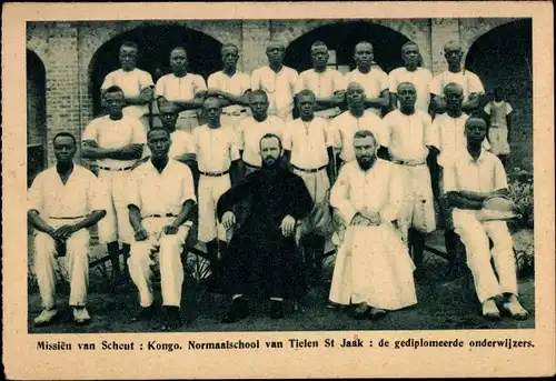 Ak Missien van Scheut, Kongo, Normaalschool van Tielen St Jaak